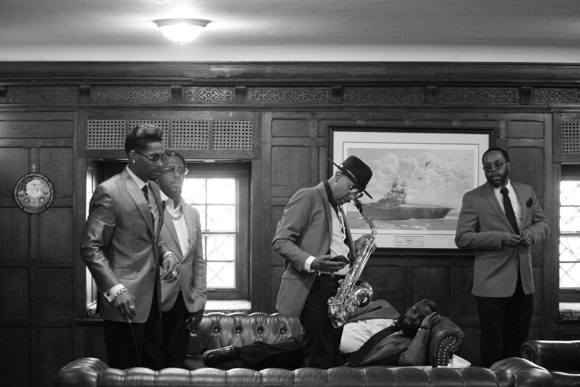 Band portrait in black and white